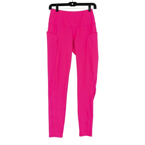 Unbranded Hot Pink Side Pockets High Waist Womens Athletic Yoga Leggings M - Picture 1 of 7